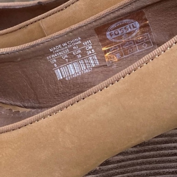 Women’s FOSSIL Suede Leather Peep Toe Wedges Size 8 - Picture 5 of 5